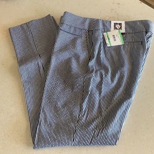 NWT Anne Klein Ankle Length Blue Striped Pants